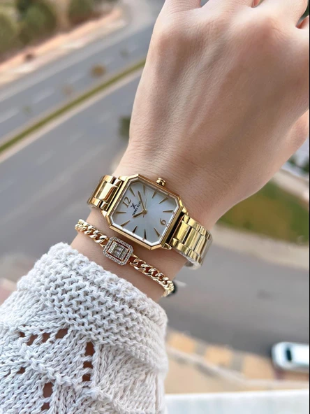 Daniel Klein Çelik Kordonlu 2 Yıl Garantili 3 Atm Suya Dayanıklı Kadın Kol Saati+Bileklik BD.14090.7 - Resim 2