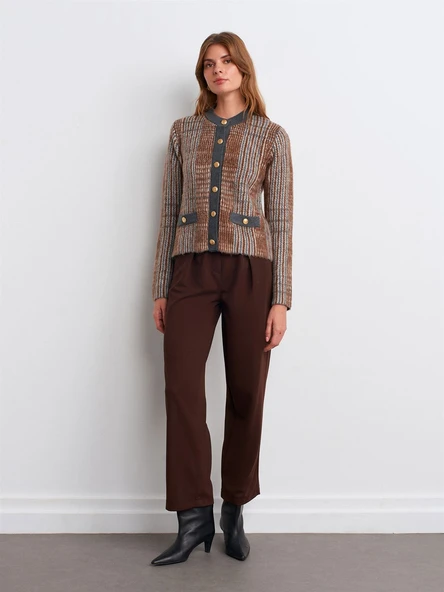 60986 DİLVİN DESENLİ ŞARDONLU DÜĞMELİ TRİKO HIRKA - Resim 11