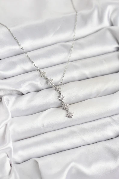 316L Çelik Zincir Gümüş Renk Kutup Yıldızı Model Kadın Kolye - TJ-BKO10665 ürün görseli