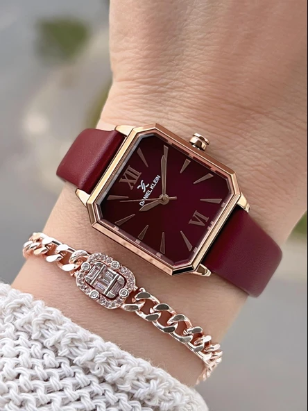 Daniel Klein Deri Kordonlu 2 Yıl Garantili 3 Atm Suya Dayanıklı Kadın Kol Saati+Bileklik BD.13939.6 ürün görseli