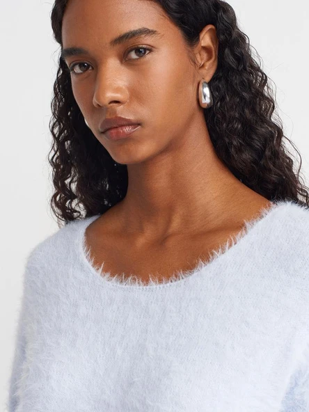 10806 DİLVİN KAYIK YAKA YUMUŞAK DOKULU TRİKO KAZAK - Resim 12