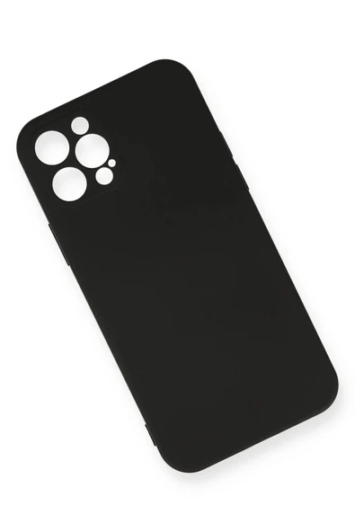 LitaeTrend iPhone 12 Pro Max Kılıf Nano içi Kadife Silikon - Siyah - Resim 2