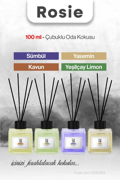 ROSIE 4'lü 100 ml Yasemin, Kavun, Sümbül ve Yeşilçay Limon oda kokusu ürün görseli