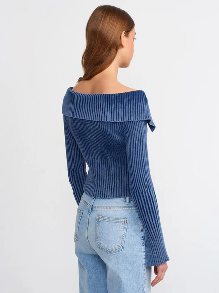 60206 DİLVİN SOLUK EFEKTLİ KOL YIRTMAÇ DETAYLI FERMUARLI HIRKA - Resim 6