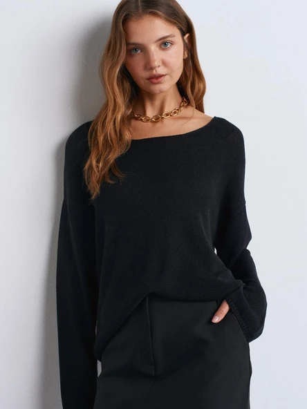 10706 DİLVİN OVAL YAKA YUMUŞAK DOKULU TRİKO KAZAK ürün görseli