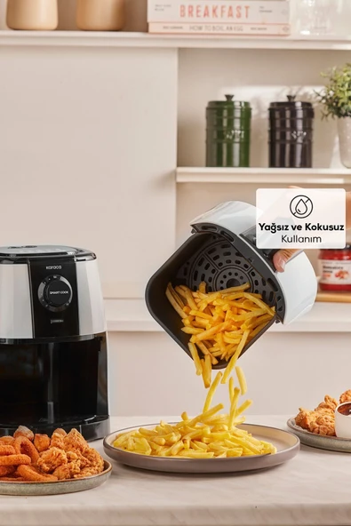 Smart Cook 60 Dakikaya Kadar Zaman Ayarlı Compact Airfryer Krem 2 Kişilik - Resim 4