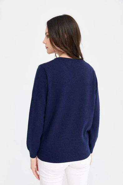 24034 DESEN V YAKA BAKLAVALI YÜN TRİKO KAZAK - Resim 11