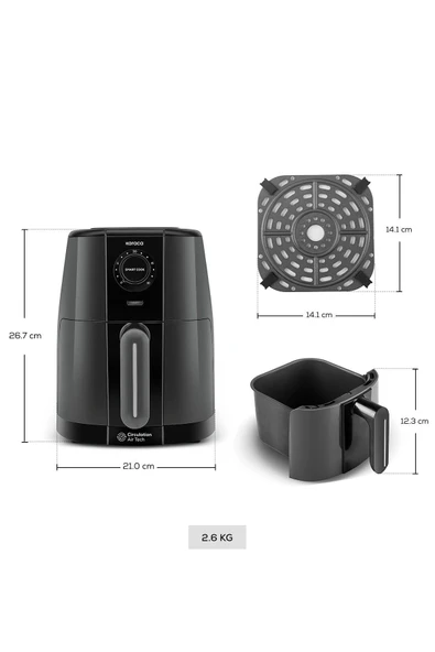Smart Cook 60 Dakikaya Kadar Zaman Ayarlı Compact Airfryer Krem 2 Kişilik - Resim 7