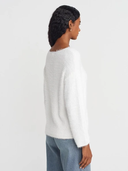 10806 DİLVİN KAYIK YAKA YUMUŞAK DOKULU TRİKO KAZAK - Resim 10