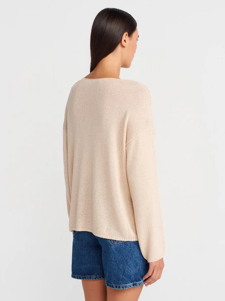 10706 DİLVİN OVAL YAKA YUMUŞAK DOKULU TRİKO KAZAK - Resim 9