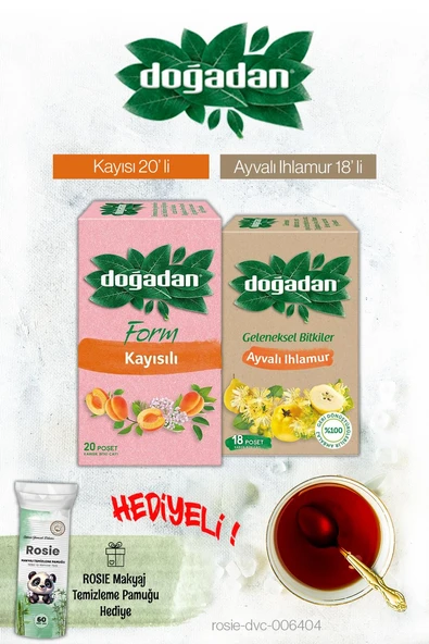 Doğadan Kayısılı ve Ayvalı Ihlamur Poşet Çay ve Rosie Hediyeli ürün görseli