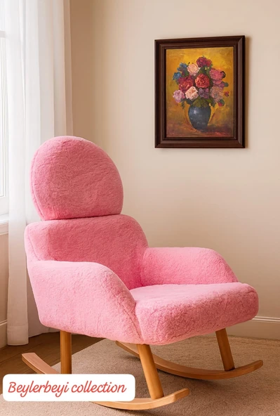 Başı ayarlanabilir sallanan koltuk pembe renkli ürün görseli