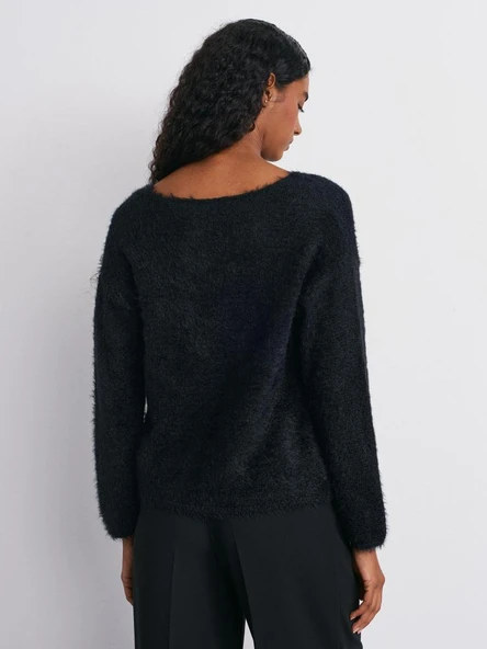 10806 DİLVİN KAYIK YAKA YUMUŞAK DOKULU TRİKO KAZAK - Resim 9