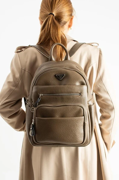 Vegan Deri Kadın Sırt Çantası 35*25 Cm Yağmur İtici Kumaş Mega Bag Günlük Kullanıma Uygun - Resim 9