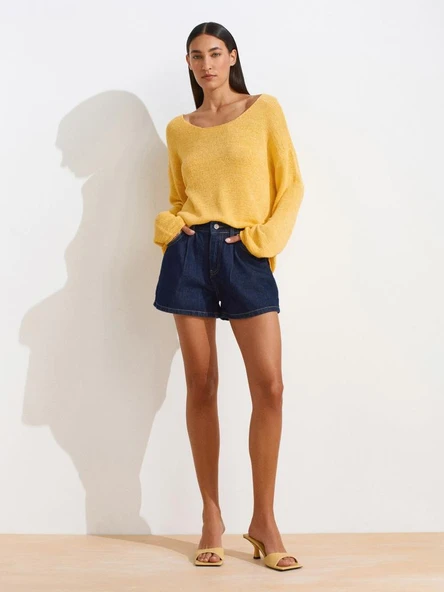 10706 DİLVİN OVAL YAKA YUMUŞAK DOKULU TRİKO KAZAK - Resim 7