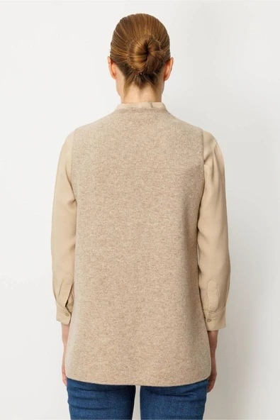 25020 DESEN V YAKA CEBİ TIĞLAMALI YÜN TRİKO YELEK - Resim 11