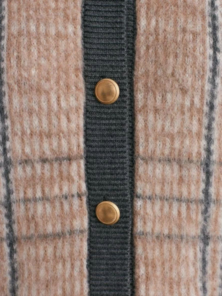 60986 DİLVİN DESENLİ ŞARDONLU DÜĞMELİ TRİKO HIRKA - Resim 6