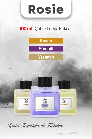 Kavun, Yasemin ve Sümbül 3'lü 100 ml Çubuklu Oda Kokusu ürün görseli