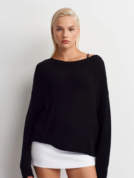 10804 DİLVİN KAYIK YAKA BASİC TRİKO KAZAK ürün görseli