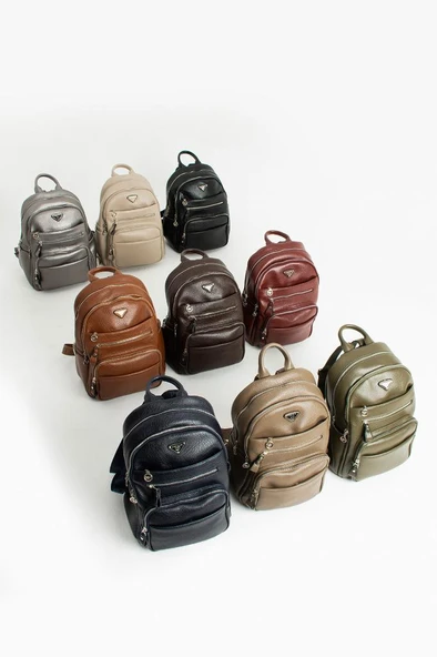 Vegan Deri Kadın Sırt Çantası 35*25 Cm Yağmur İtici Kumaş Mega Bag Günlük Kullanıma Uygun - Resim 4