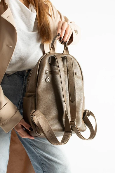 Vegan Deri Kadın Sırt Çantası 35*25 Cm Yağmur İtici Kumaş Mega Bag Günlük Kullanıma Uygun - Resim 11