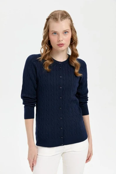 24326 DESEN TRİKO SAÇ ÖRGÜLÜ SIFIR YAKA KOMPLE CEKET - Resim 7