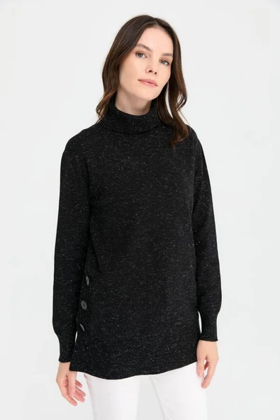 23391 DESEN TLL ANGELİNA YANI DÜĞMELİ  TAM BALIKÇI YAKA KOMPLE KAZAK - Resim 11