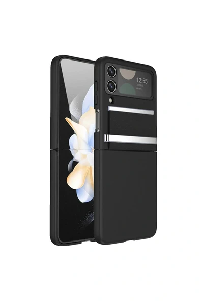 LitaeTrend Samsung Galaxy Z Flip 3 Kılıf Belt Flip Kapak - Siyah - Resim 3