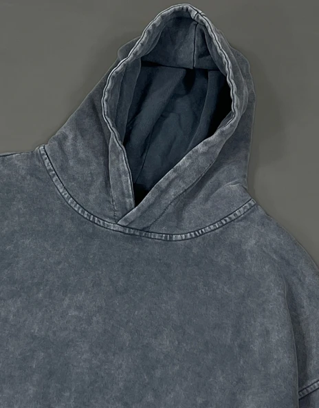 Premium Acid Wash Oversize Hoodie Sweater - Resim 3