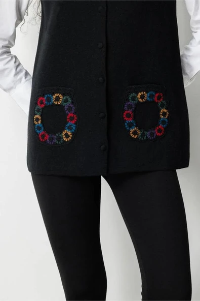 25020 DESEN V YAKA CEBİ TIĞLAMALI YÜN TRİKO YELEK - Resim 10