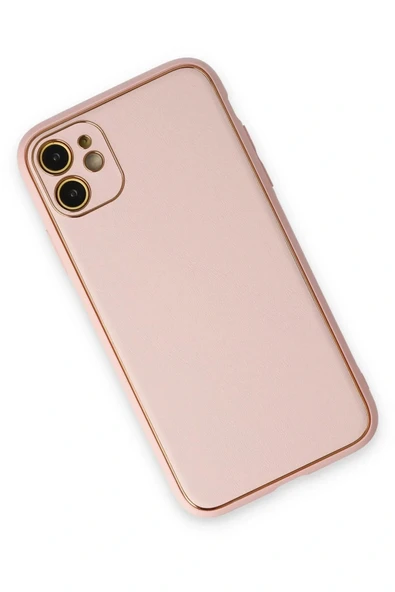 LitaeTrend iPhone 12 Kılıf Coco Deri Silikon Kapak - Pudra - Resim 3