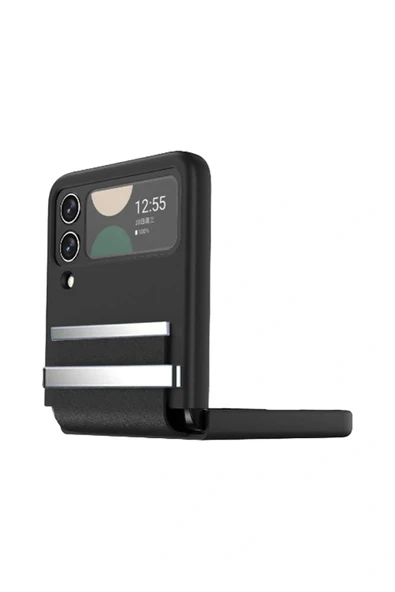 LitaeTrend Samsung Galaxy Z Flip 3 Kılıf Belt Flip Kapak - Siyah - Resim 4