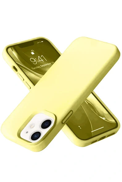 LitaeTrend iPhone 12 Kılıf Nano içi Kadife Silikon- Sarı - Resim 2