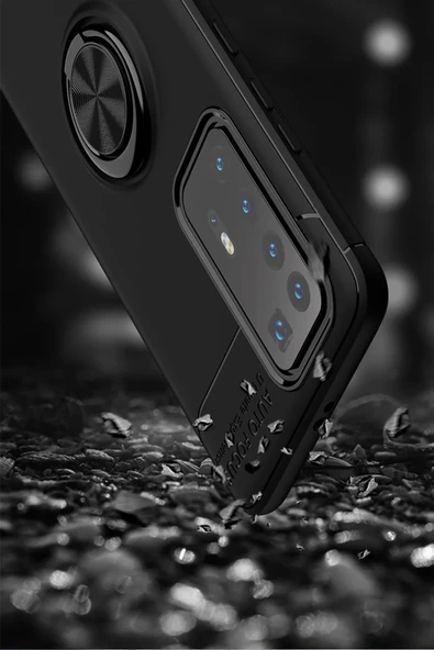 LitaeTrend Huawei P40 Pro Kılıf Range Yüzüklü Silikon - Siyah-Mavi - Resim 5