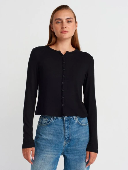 31413 DİLVİN DÜĞMELİ DETAYLI HIRKA - Resim 2