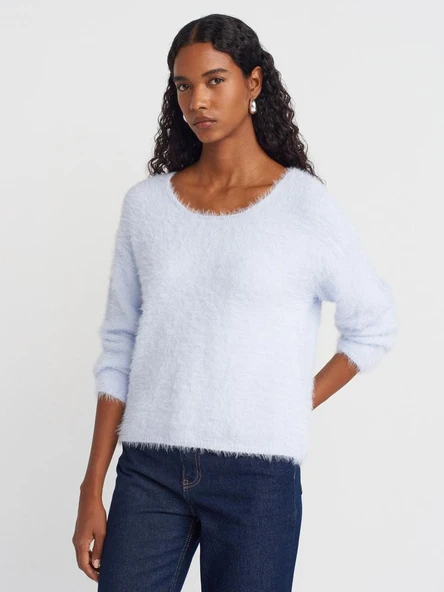 10806 DİLVİN KAYIK YAKA YUMUŞAK DOKULU TRİKO KAZAK - Resim 8