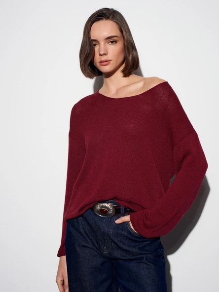 10706 DİLVİN OVAL YAKA YUMUŞAK DOKULU TRİKO KAZAK - Resim 5