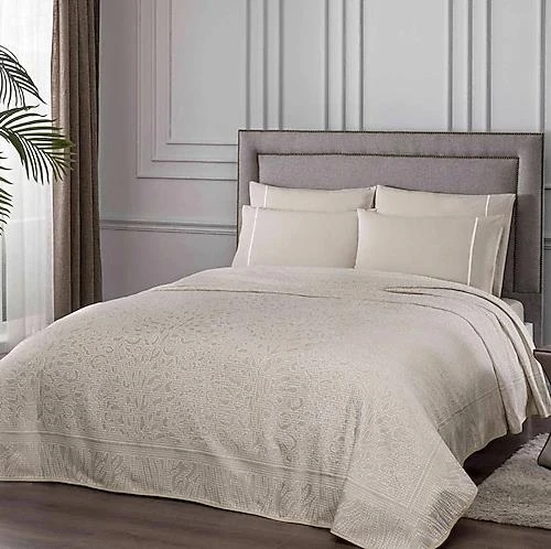 TAÇ JAKAR PİKE TAKIMI ÇİFT KİŞİLİK PALİNA BEJ ürün görseli