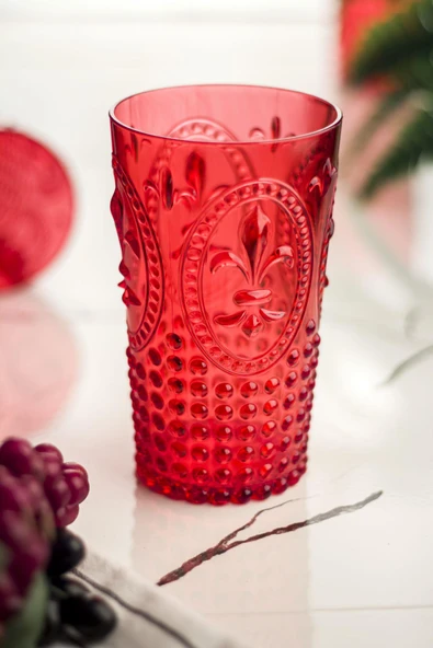 Akrilik Kırmızı Tekli Uzun Bardak & Su Meşrubat Bardağı 750 ml ( Büyük Boy & Cam Değildir ) ürün görseli 1