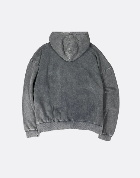 Premium Acid Wash Oversize Hoodie Sweater - Resim 2