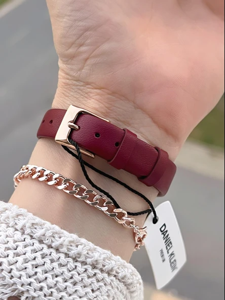 Daniel Klein Deri Kordonlu 2 Yıl Garantili 3 Atm Suya Dayanıklı Kadın Kol Saati+Bileklik BD.13939.6 - Resim 3