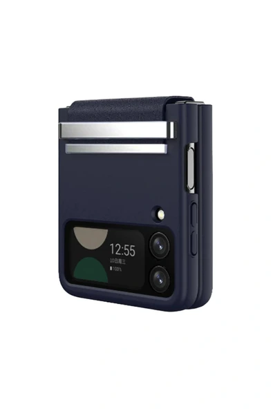 LitaeTrend Samsung Galaxy Z Flip 4 Kılıf Belt Flip Kapak - Lacivert - Resim 5
