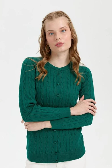 24326 DESEN TRİKO SAÇ ÖRGÜLÜ SIFIR YAKA KOMPLE CEKET - Resim 4