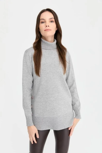 23391 DESEN TLL ANGELİNA YANI DÜĞMELİ  TAM BALIKÇI YAKA KOMPLE KAZAK - Resim 12