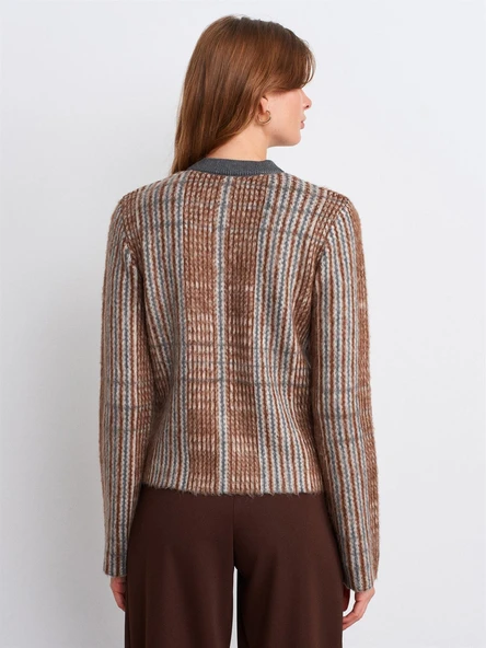 60986 DİLVİN DESENLİ ŞARDONLU DÜĞMELİ TRİKO HIRKA - Resim 6