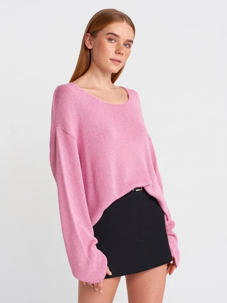 10706 DİLVİN OVAL YAKA YUMUŞAK DOKULU TRİKO KAZAK - Resim 6