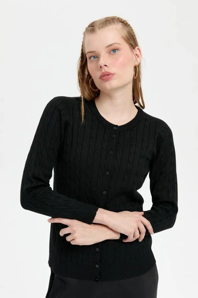 24326 DESEN TRİKO SAÇ ÖRGÜLÜ SIFIR YAKA KOMPLE CEKET - Resim 8