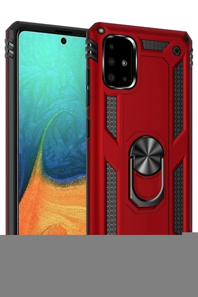 LitaeTrend Samsung Galaxy A71 Kılıf Sofya Yüzüklü Silikon Kapak - Kırmızı ürün görseli 1