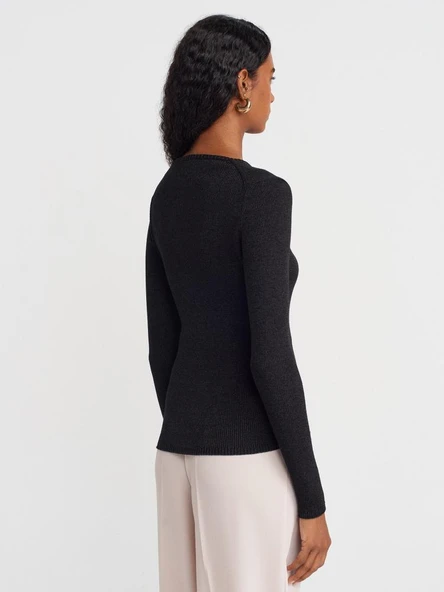 10803 DİLVİN V YAKA SİMLİ TRİKO KAZAK - Resim 9