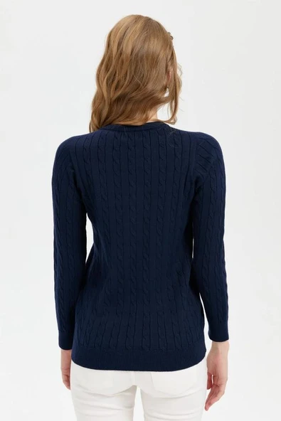 24326 DESEN TRİKO SAÇ ÖRGÜLÜ SIFIR YAKA KOMPLE CEKET - Resim 10